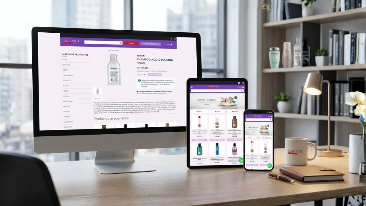 Sitio web de Unikabell Beauty Store, desarrollado por CNET Informática